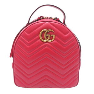 GUCCI Red Leather GG Marmont Backpack